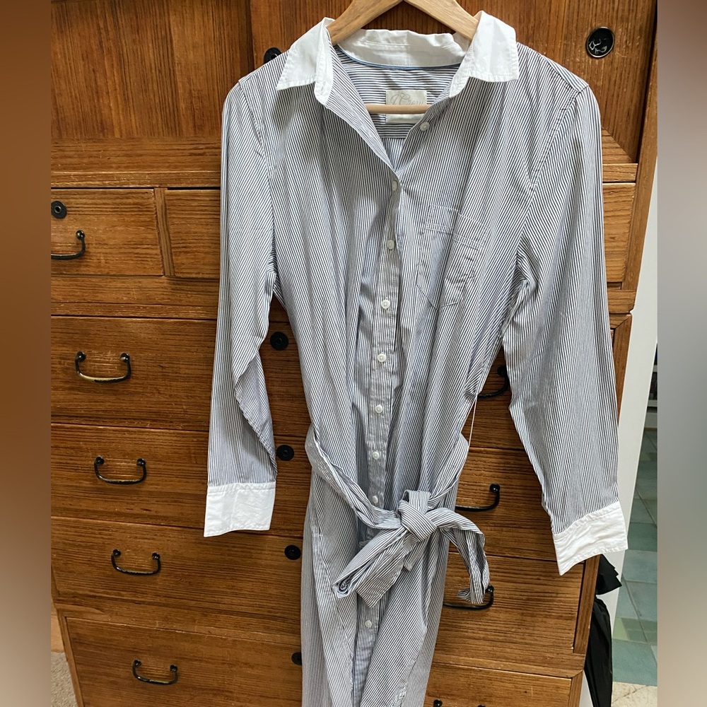 J. Crew Gray and White Striped Dress Shirt
